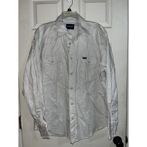 Wrangler  Pearl Snap Button Shirt mens xl Cream  Western Rodeo Long Sleeve